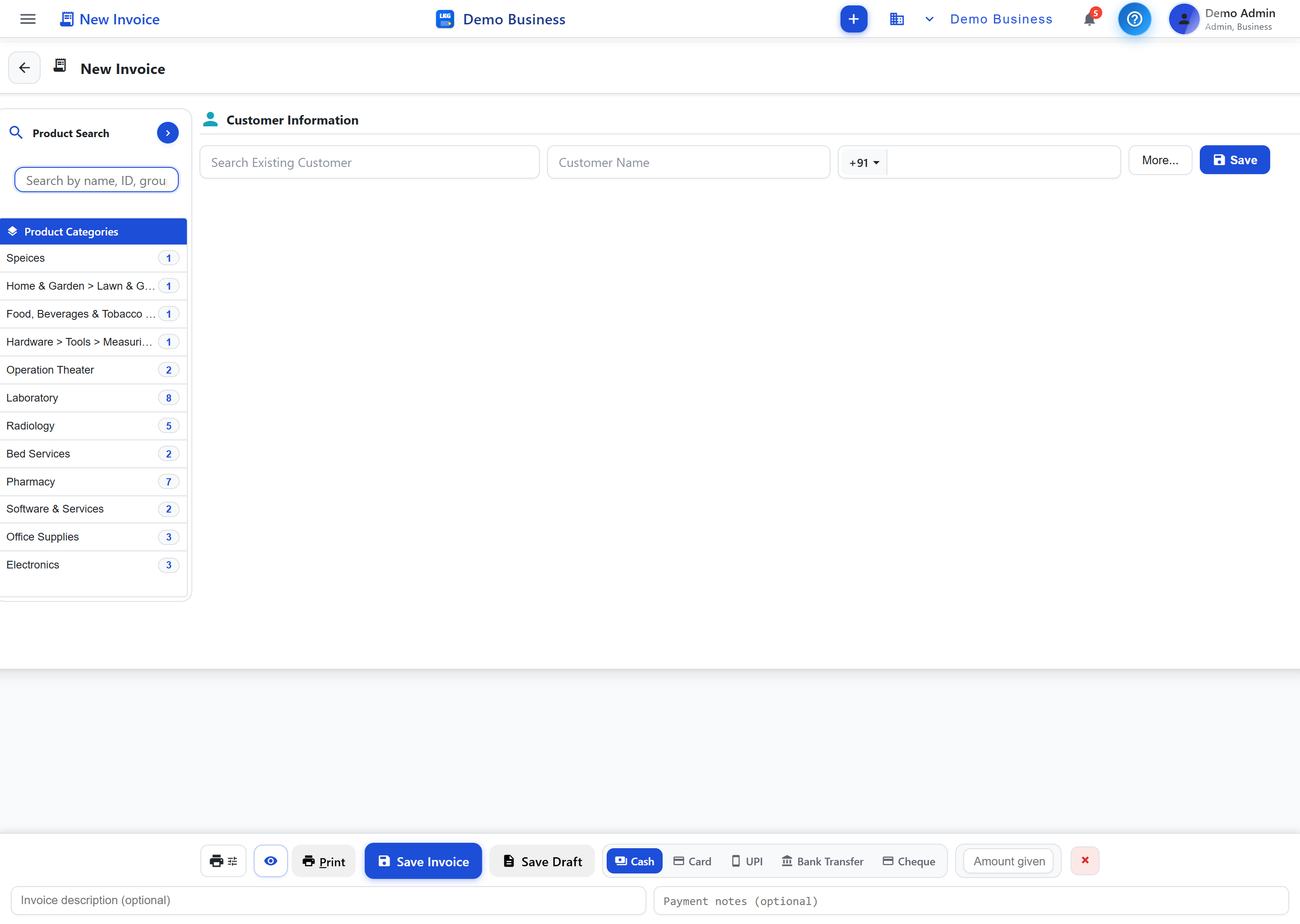 Invoice Create Form